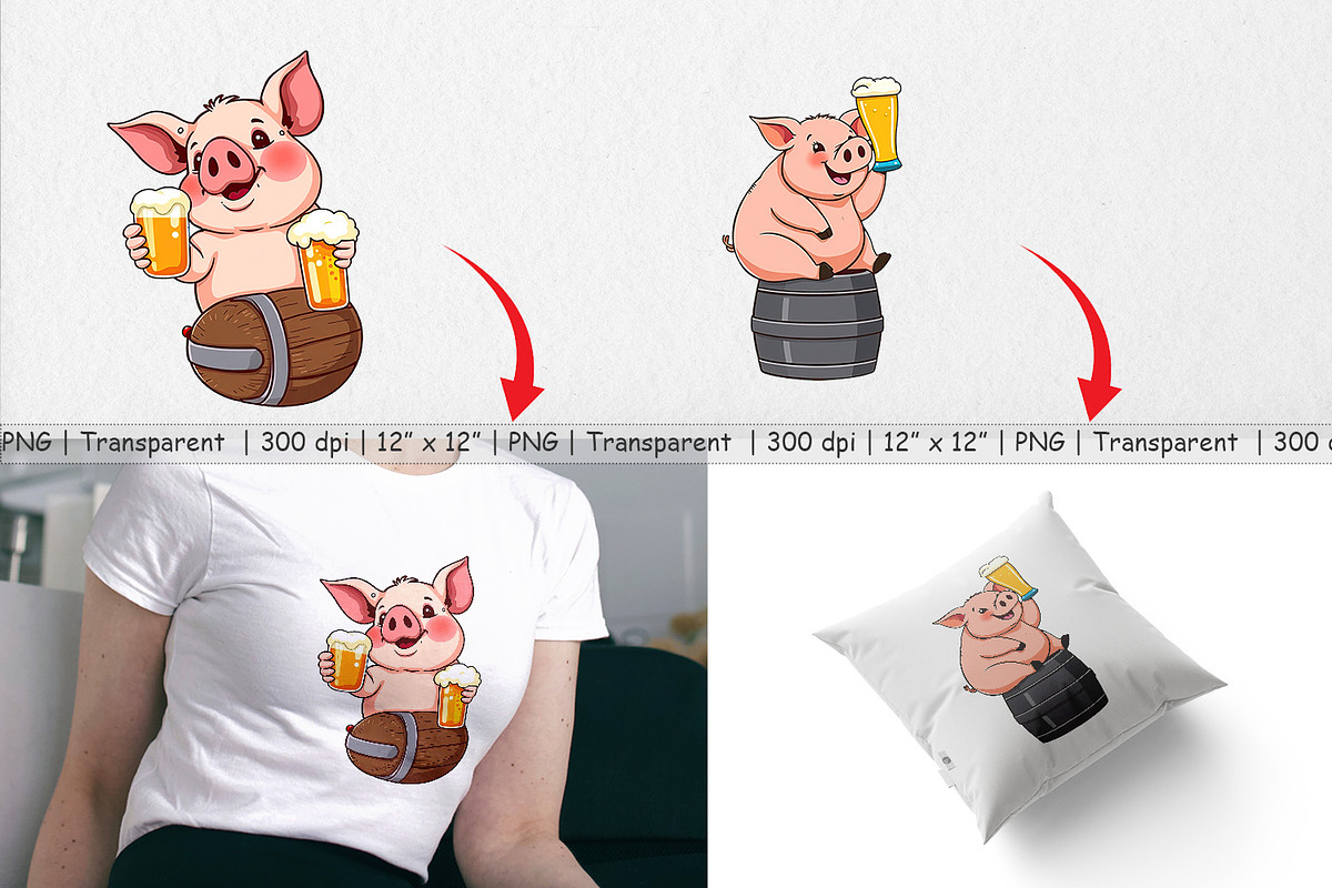 Pig Beer Day Clipart, a Graphic by Artnoy (Photo 3 of 5)