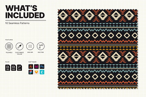 10 Seamless Tribal Boho Patterns