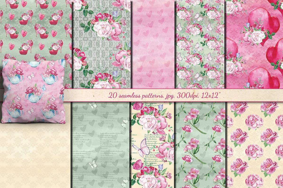 Romantic bouquet watercolor set, an Illustration by DollyPotterson (Photo 7 of 8)