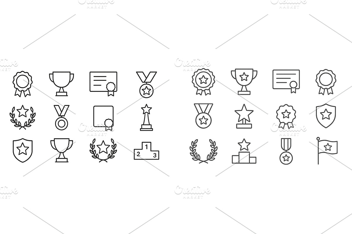 Collection of award icons featuring, an Object Illustration by ZinetroN