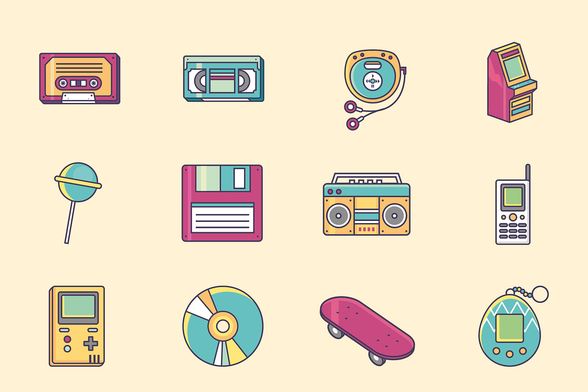 Retro 90s Pop Art Set