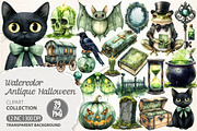 Antique Green Halloween Clipart, an Illustration by Dream Creation (Thumbnail 1 of 7)