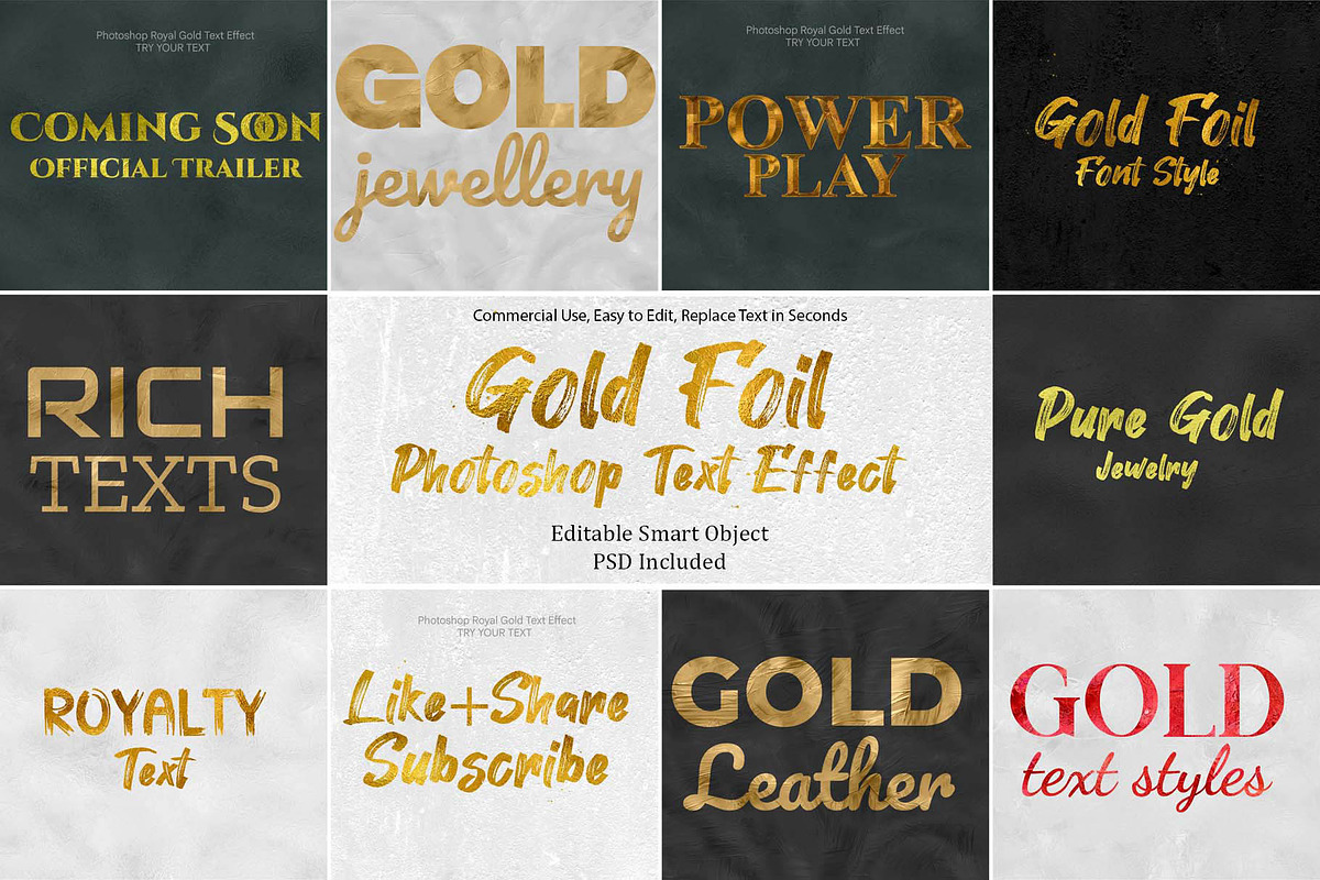 Gold Foil Photoshop Text Effect, a Layer Style Add-On by MRI STUDIO (Photo 1 of 29)