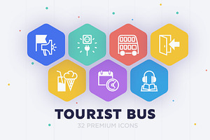 Tourist Bus | 32 Icons Set, an Outline Icon by Marina Silence