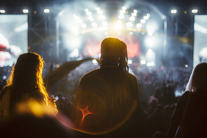 Crowd silhouette at night concert, an Arts & Entertainment Photo by SkyNext