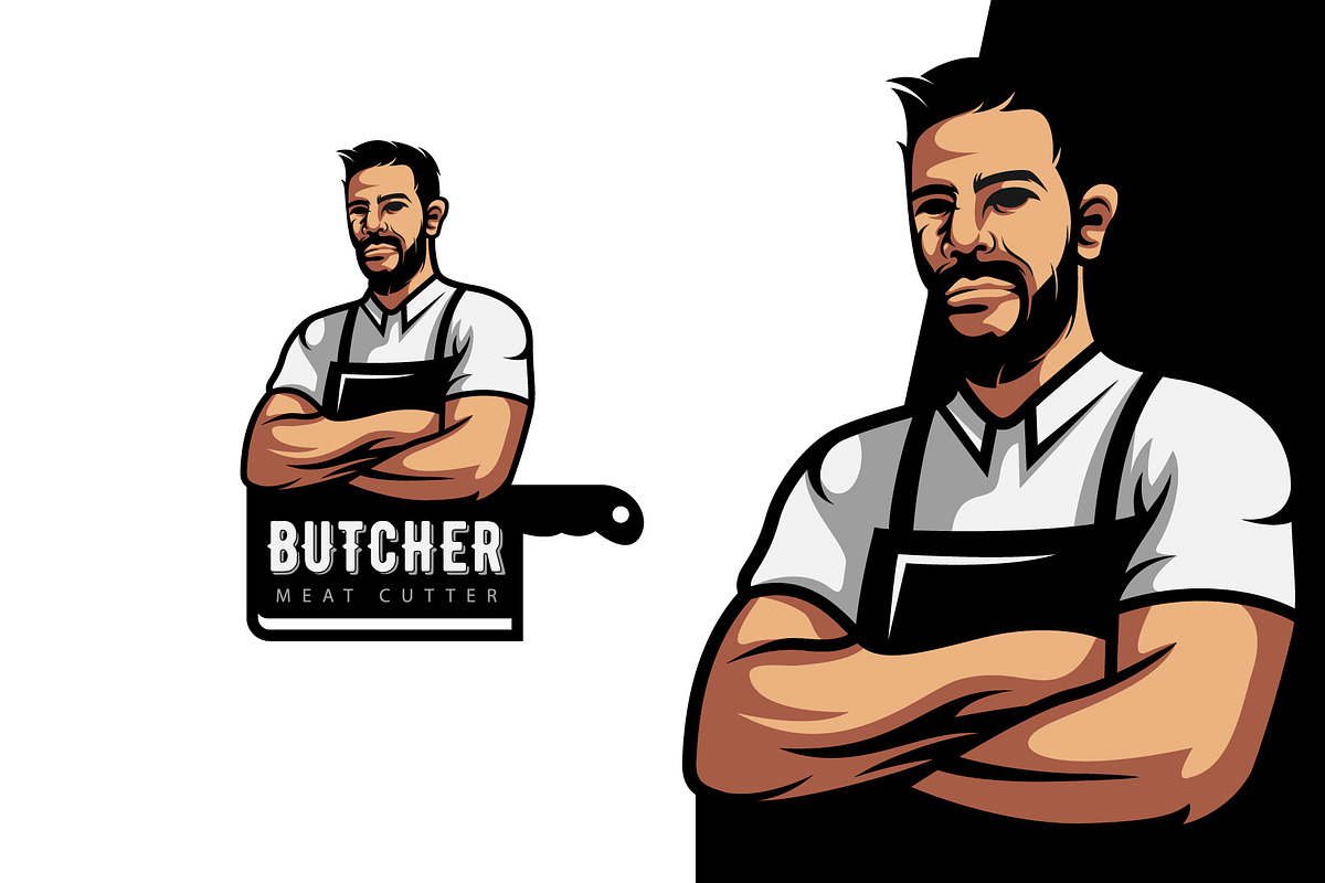 Butcher Man Character Logo Design, a Branding & Logo Template by Agung_cs
