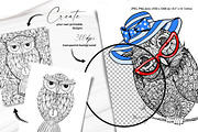 Owls Line Art Illustrations, an Animal Illustration by ilonitta (Thumbnail 3 of 9)