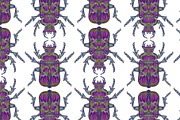 Floral Beetles Blue-Violet Vector, a Pattern Graphic by NayaChu (Thumbnail 3 of 7)