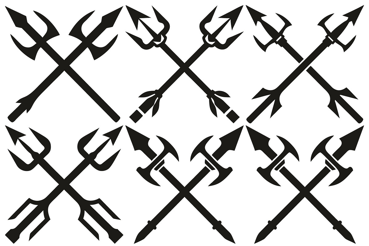 Crossed Trident Silhouette Designs, an Object Graphic by Billah Hub