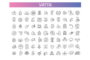 Water line icons set, an Illustration by Tettygreen