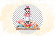 Watercolor Girly Summer Clipart, an Illustration by SVGArt (Thumbnail 3 of 9)