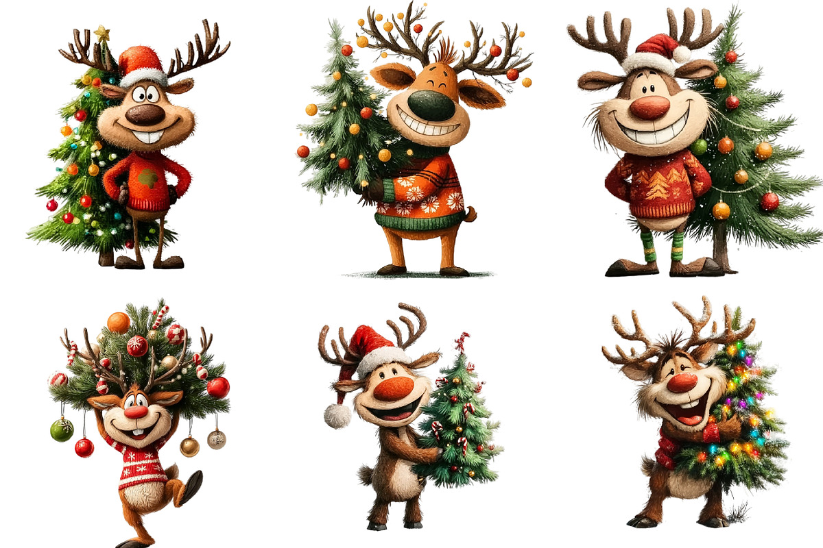Funny Reindeer Clipart, an Illustration by DreamArtGraphic (Photo 2 of 5)