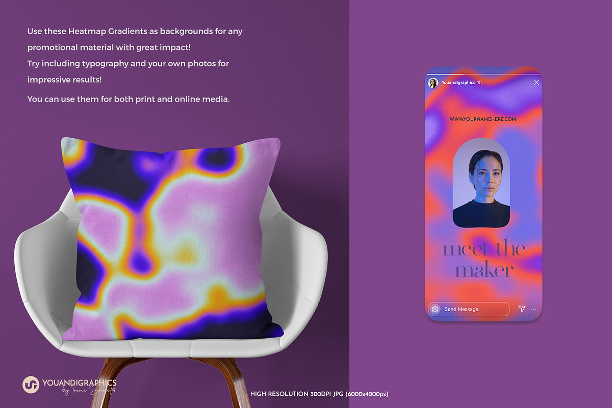 Heatmap Grainy Gradient Backgrounds, a Texture Graphic by Youandigraphics (Photo 3 of 13)