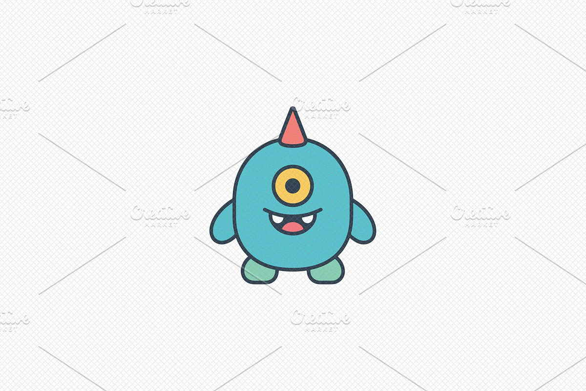 Cute Monster Illustration, a Decorative Illustration by Vectorium Studio (Photo 1 of 3)