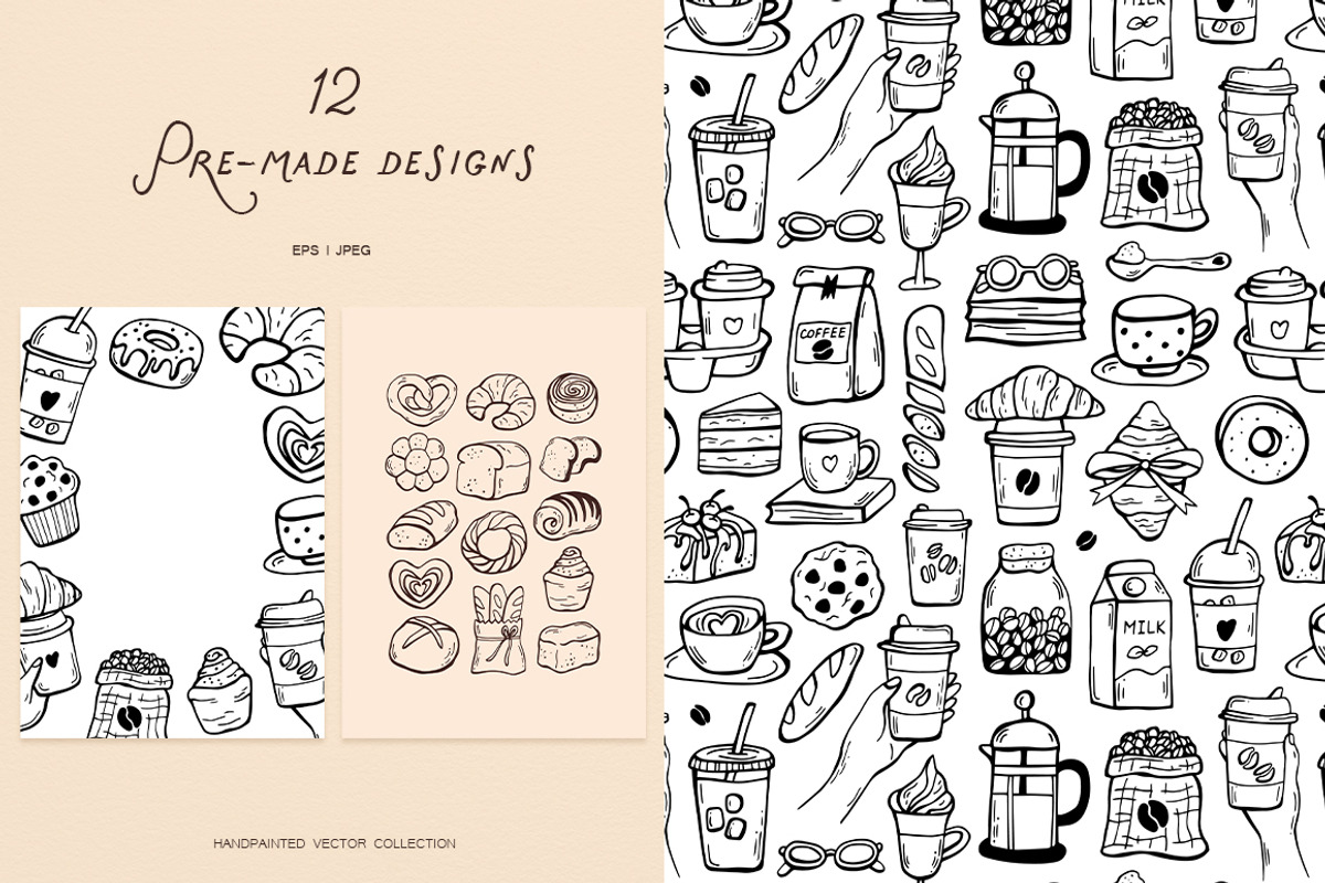 Coffee And Bakery Only Whimsical Set, a Food Illustration by ViktoriyaD (Photo 12 of 14)