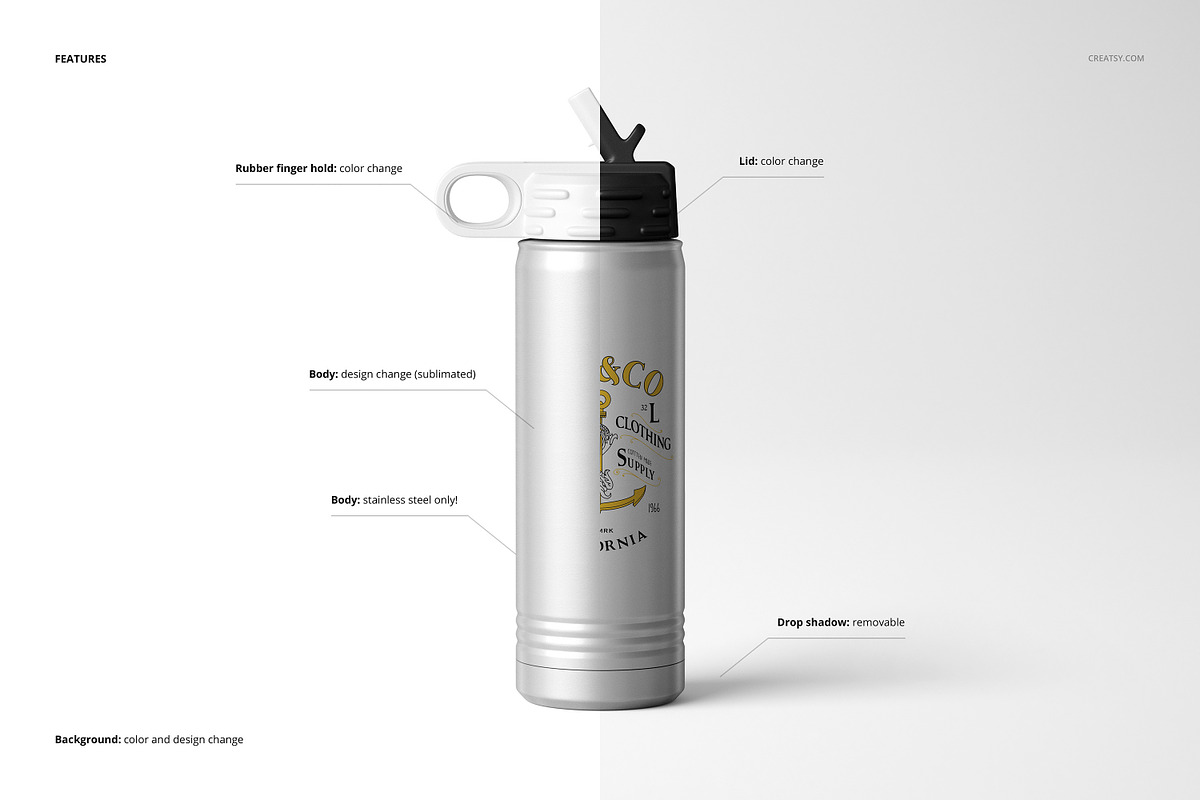 S. Steel 20 oz. Water Bottle Mockup, a Product Mockup by creatsy5 (Photo 3 of 12)