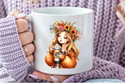 Autumn Coffee Girl Clipart PNG, an Illustration by Pixels.Craft (Thumbnail 6 of 7)