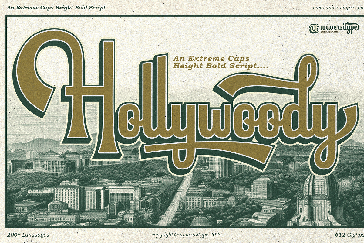 UT Hollywoody - A Vintage Script, a Script Font by Universitype (Photo 1 of 8)