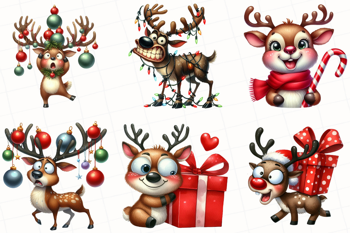 Christmas Reindeer Clipart, an Illustration by OK Design (Photo 2 of 5)