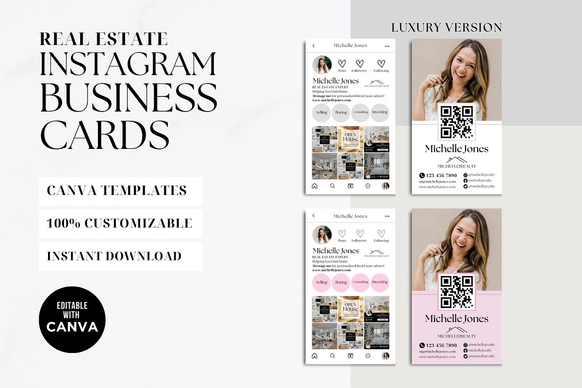 Real Estate Instagram Business Card, a Business Card Template by CreativeVinesStore (Photo 2 of 6)