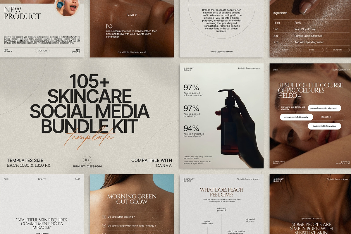 Canva Skincare Post Bundle Pack