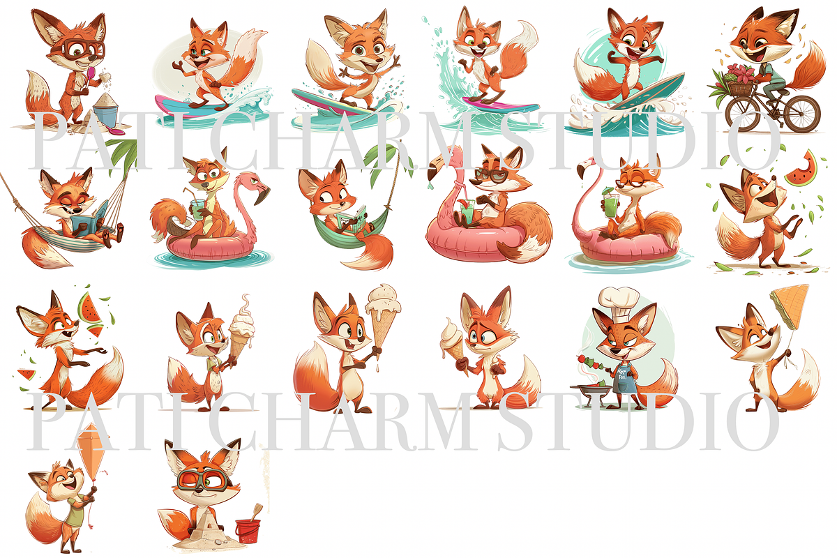 20 Summer Fox Clipart, an Animal Illustration by Pati Charm Studio (Photo 2 of 8)