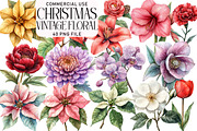 Vintage Floral Christmas Clipart Bun, an Illustration by Daily.Designs (Thumbnail 1 of 5)