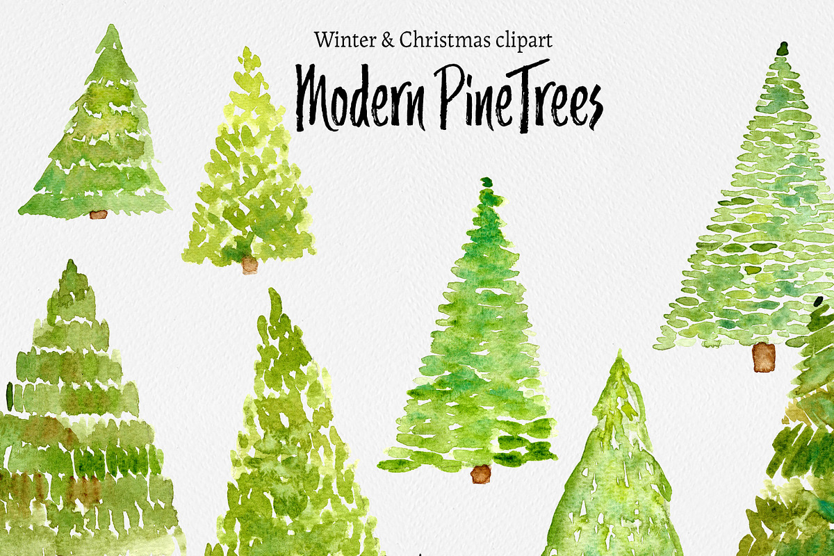 Christmas clip art: MODERN TREES, an Illustration by SandraGraphicDesign (Photo 1 of 3)
