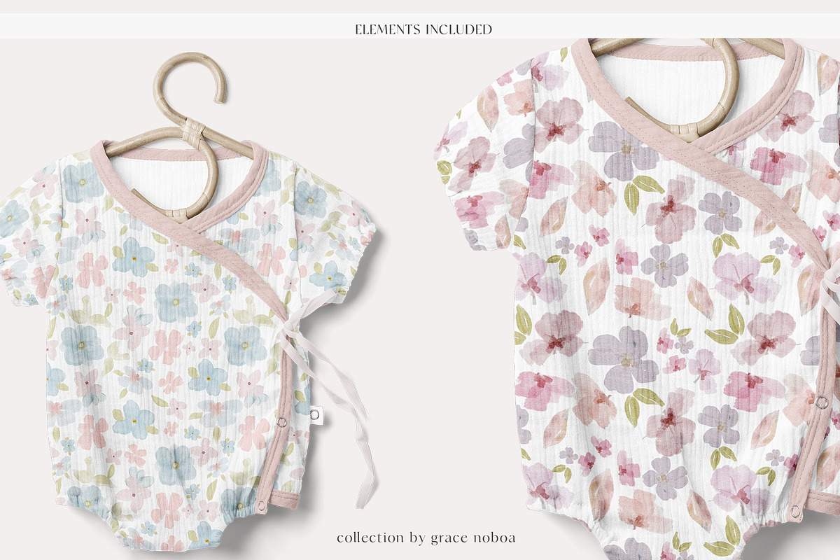 Floral Seamless Patterns & Cliparts, a Pattern Graphic by Grace Noboa Illustrations (Photo 9 of 17)