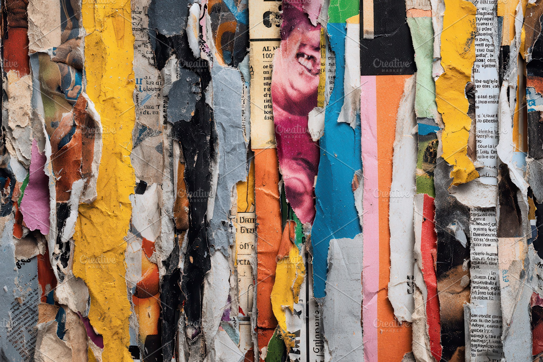 Colorful layers of torn paper, a Photo by Pavel_design