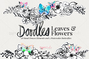 Doodle Leaves and Flowers, an Illustration by iHeartStudio (Thumbnail 1 of 3)