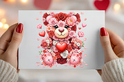 Pink Floral Valentine's Day Bear Png, an Illustration by Canvas Craft (Thumbnail 5 of 6)
