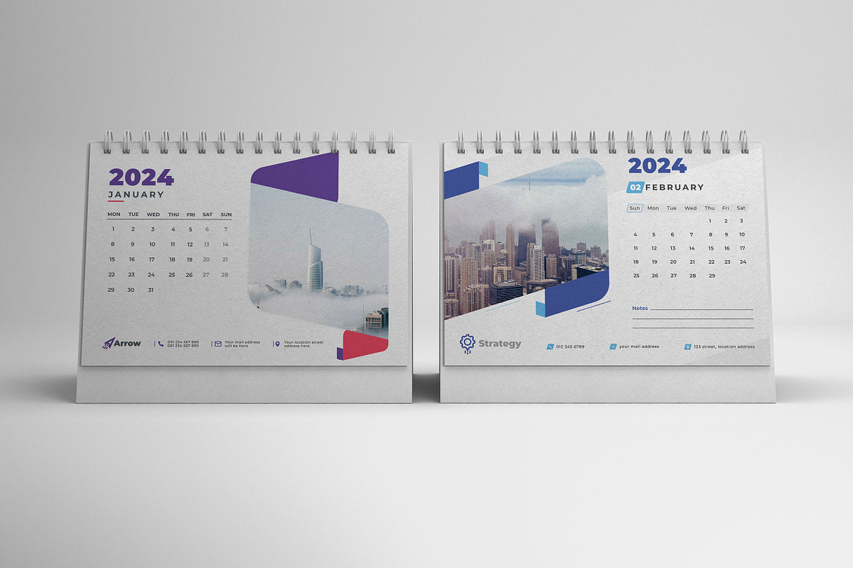 Desk Calendar 2024, a Print Template by Uiparvin (Photo 2 of 2)