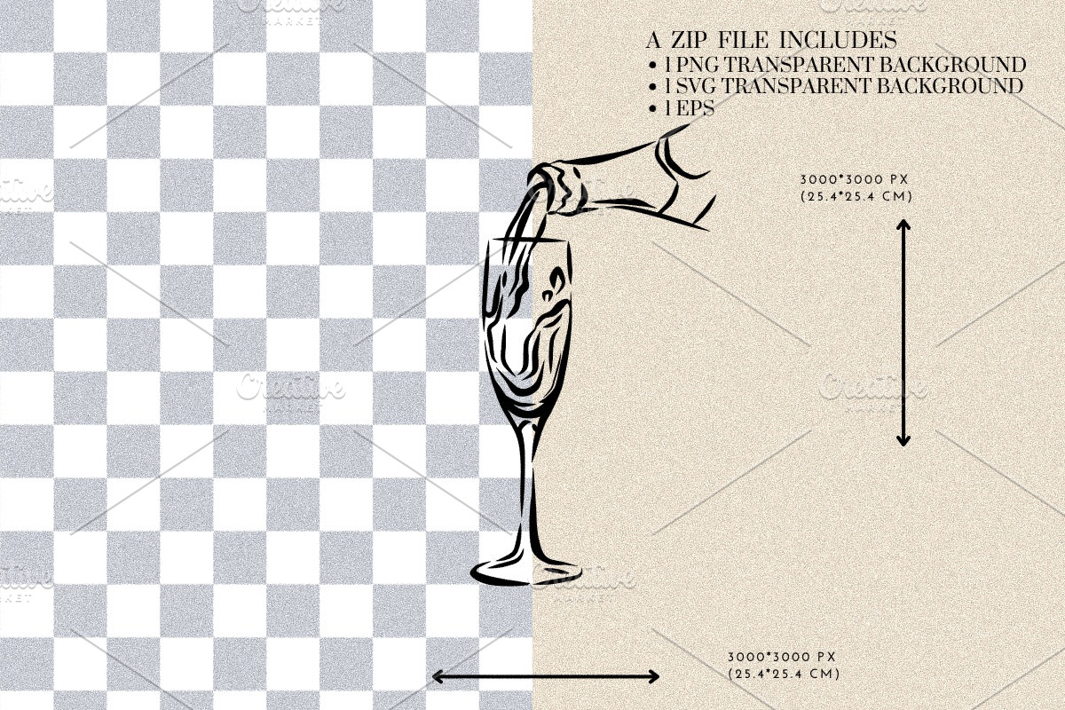 Pouring Champagne In A Glass, a Food Illustration by CraftingOnSunday (Photo 2 of 3)