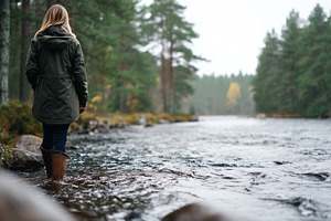Woman in a raincoat walking through, a Sports & Recreation Photo by MistyDay