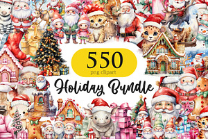 Huge Christmas Clipart Bundle