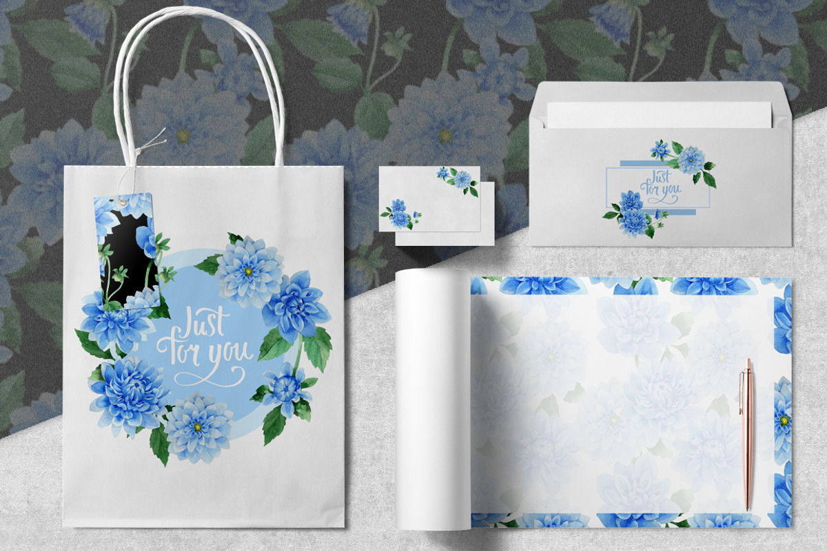 Blue dahlia watercolor PNG clipart, a Decorative Illustration by WatercolorPNG.com (Photo 4 of 8)