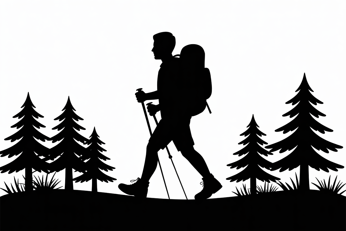 silhouette hiker climbing a mountain, an Illustration by Amazin_art (Photo 3 of 17)