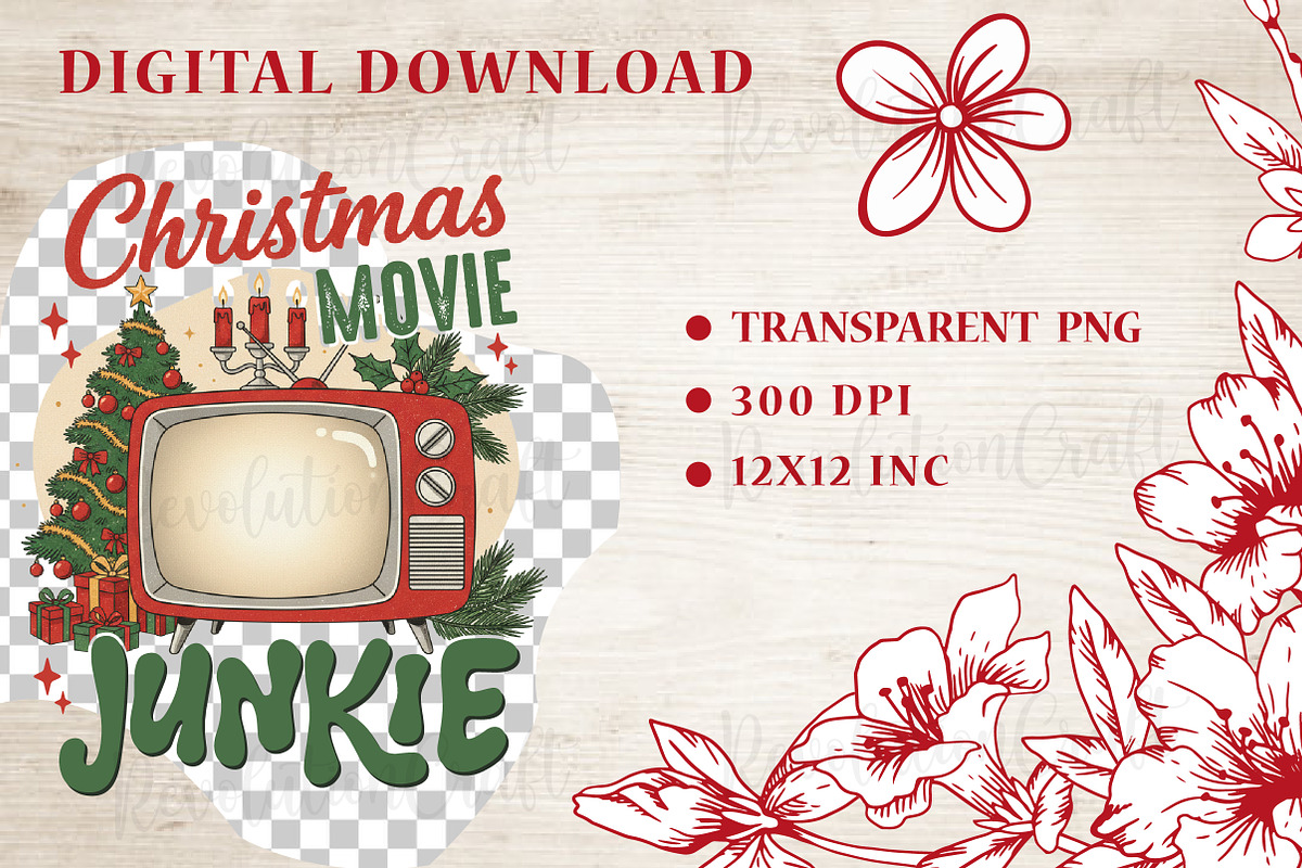 Christmas Movie Junkie Sublimation, an Illustration by OK Design (Photo 2 of 4)