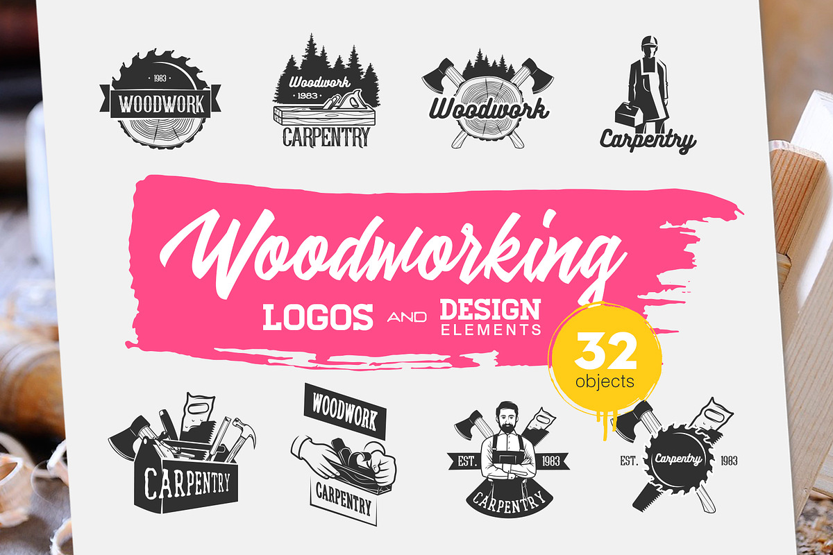 Woodworking, logos & design elements, a Branding & Logo Template by DOBROGRAPH (Photo 1 of 8)