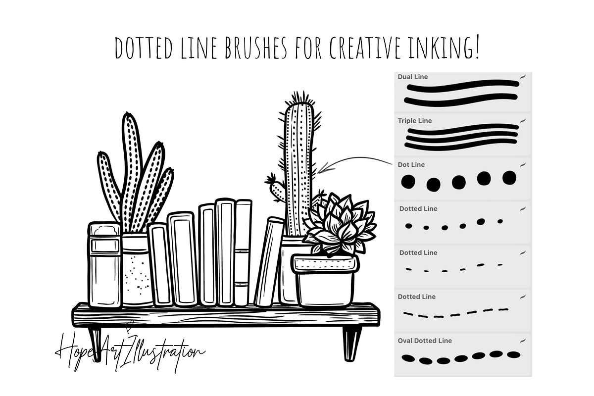 Procreate Ink, Fine line Brushes, a Brush Add-On by HopeArtIllustration (Photo 5 of 10)
