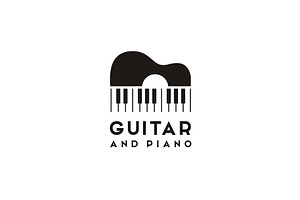 Piano Guitar Music Instrument Logo