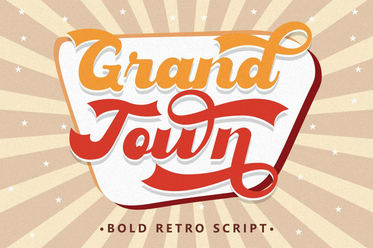 Grandtown - Bold Retro Script, a Script Font by PutraCetol Studio (Photo 1 of 12)