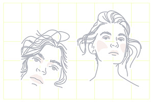 Line Illustrations Set Female Faces