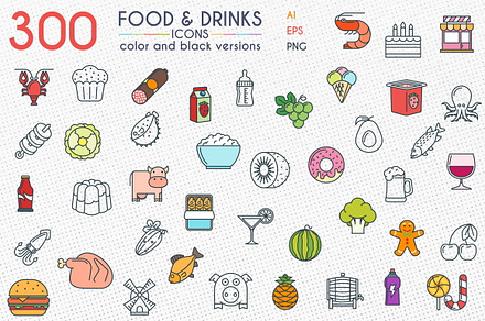 Food and Drinks Icons, an Icon by Genestro Shop