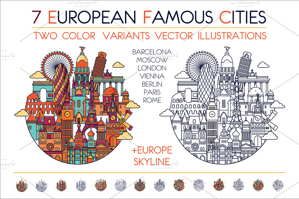 Europ famous cities, an Illustration by LisaKolbasa (Photo 1 of 9)