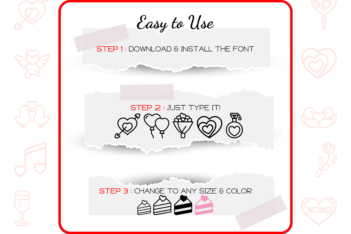 Valentine Icons - Dingbat Font, a Symbol Font by WADLEN (Photo 4 of 7)