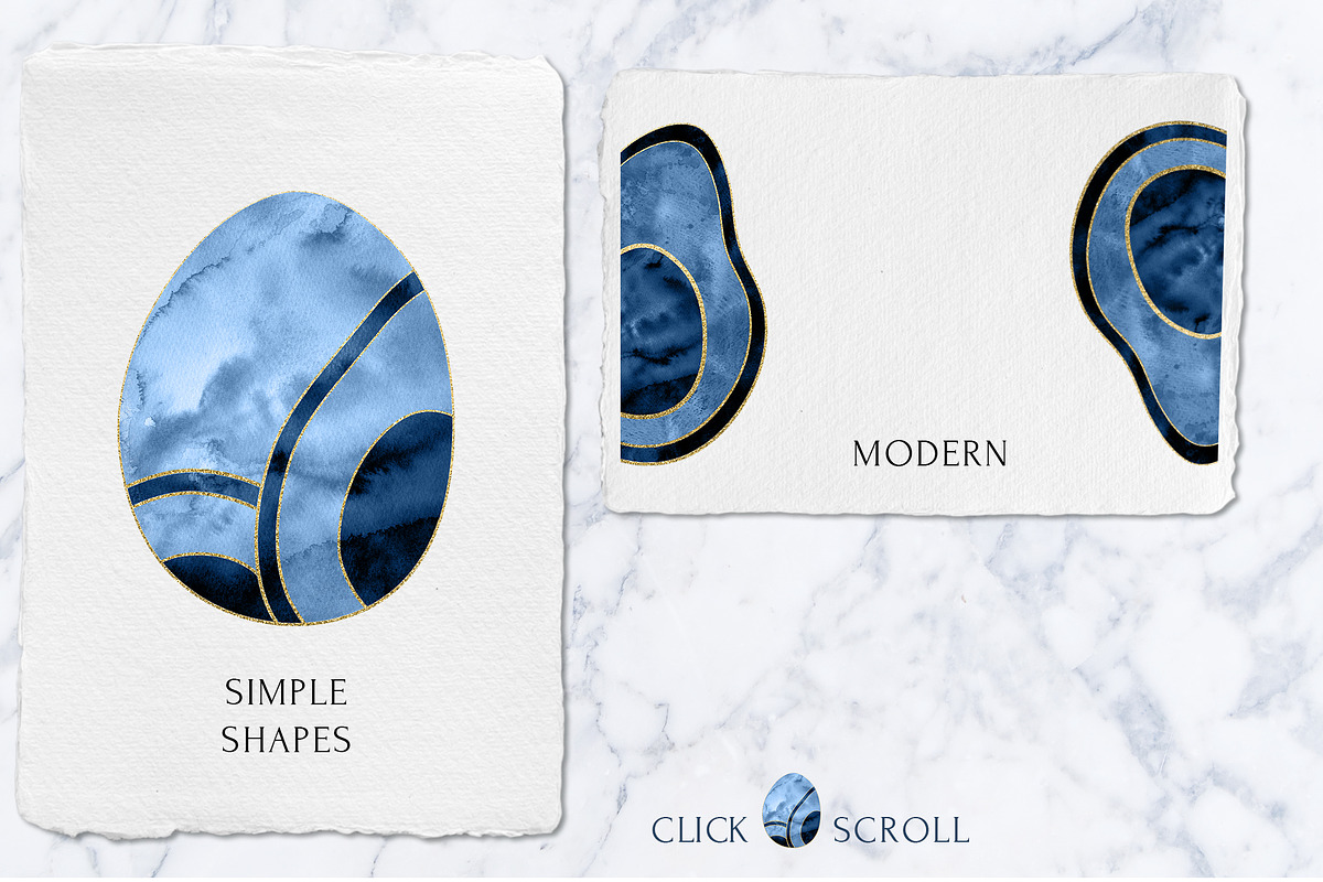 MODERN BLUE SHAPES Watercolor Set, an Object Graphic by Cat In Colour (Photo 9 of 10)