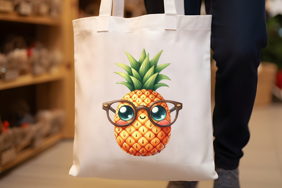 Watercolor Cute Pineapple Clipart, a Seasonal Illustration by Rose Art (Photo 6 of 7)