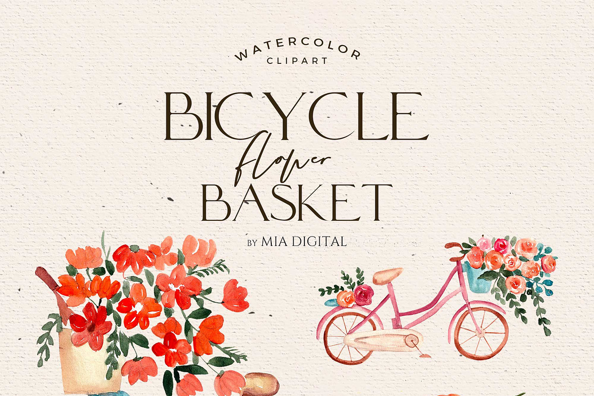 Pink Watercolor Floral Bicycle PNG, an Illustration by Mia Digital (Photo 3 of 7)